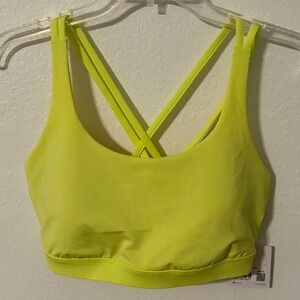 NWT Lululemon Energy Bra Electric Lemon Neon Yellow Strappy Sports Bra Size 12